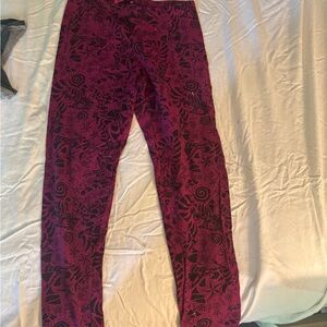 Betsey Johnson Fuchsia and Black Abstract Leggings